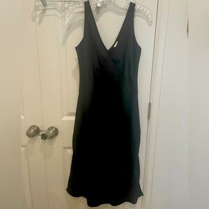 A New Day Black Bias Cut V Neck Mini Slip Dress